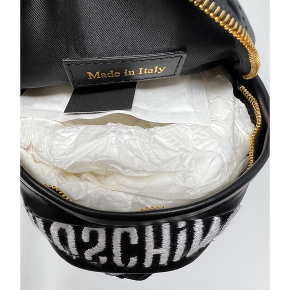 Moschino mini Teddy bear embroidered branded backpack black with gold hardware - Picture 15 of 17